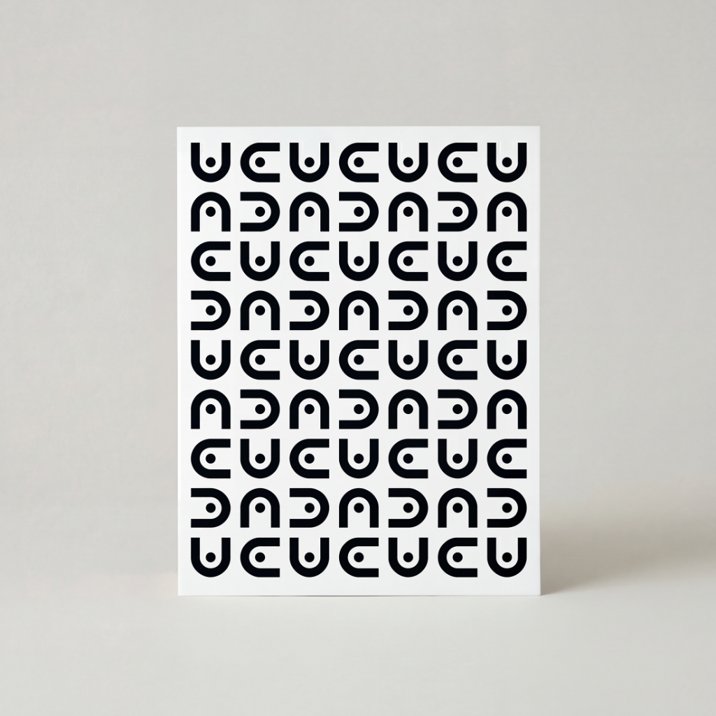 Minimal black geometric arch pattern greeting card on a soft neutral background