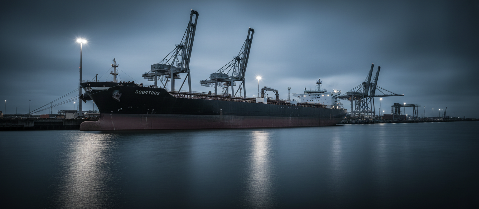 VLCC tanker at petroleum terminal