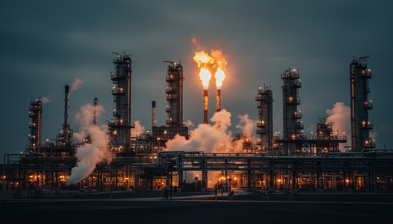 Oil refinery at twilight