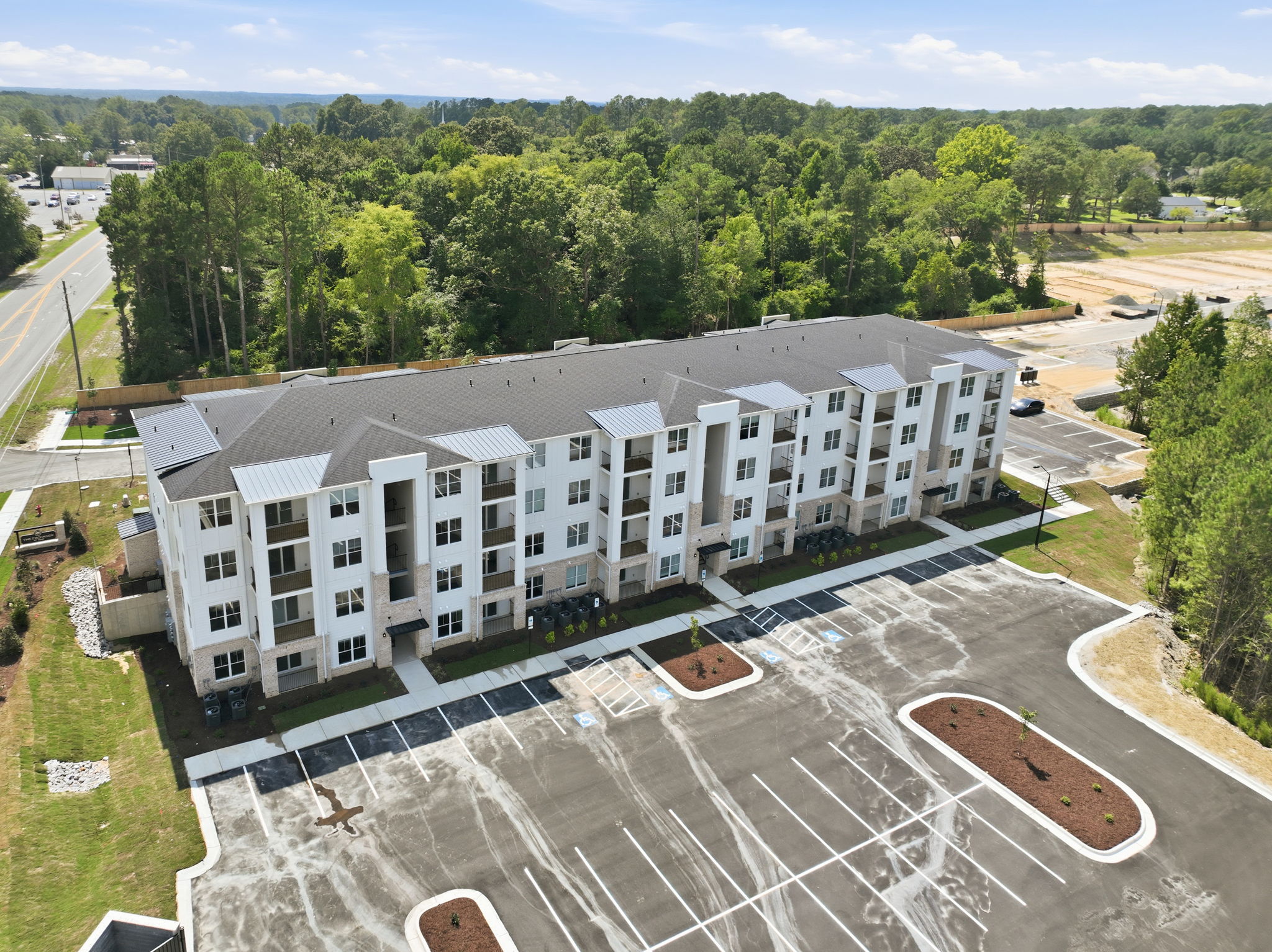 Aerial view of The Flats and grounds