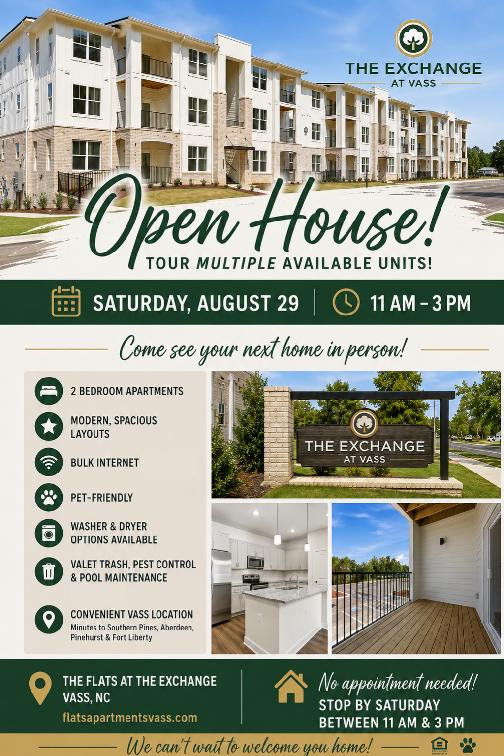 Open House on Saturday, August 29 from 11 AM to 3 PM at The Flats at the Exchange