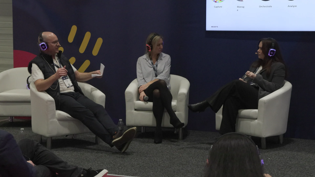 Panel discussion at the Brand Experience Lab with Charlotte Mist (Elsevier) and Emma Grant (Moody's Analytics)