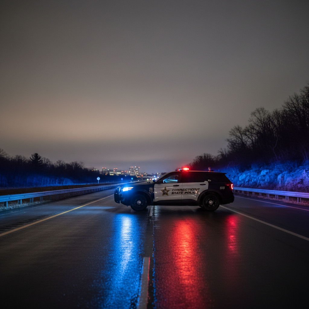 Connecticut state police patrol car OUI stop night highway
