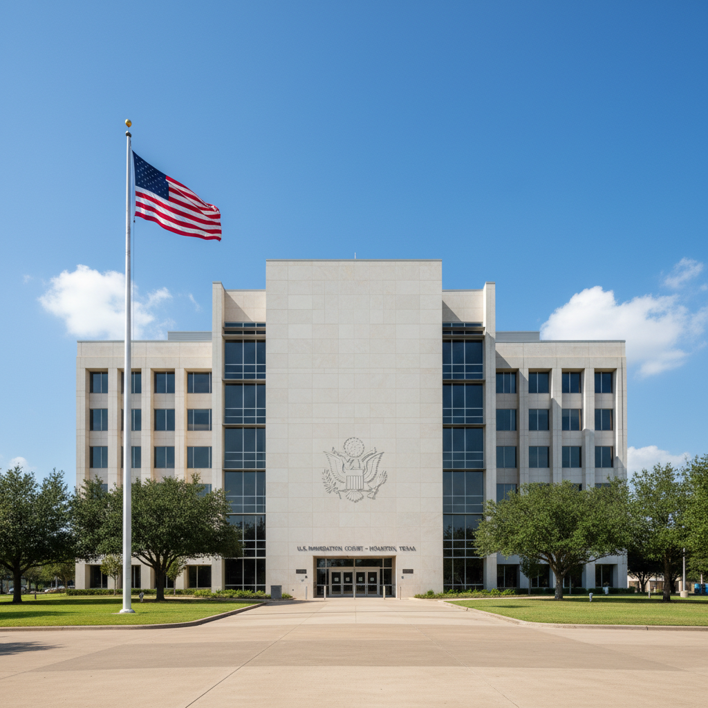 Houston Texas immigration court building exterior deportation defense