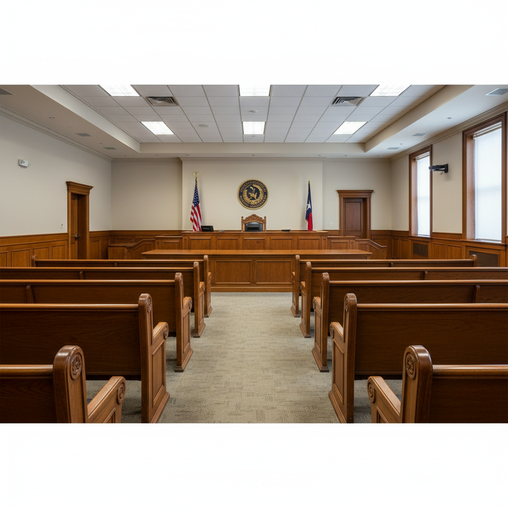 Immigration courtroom interior Houston Texas deportation defense