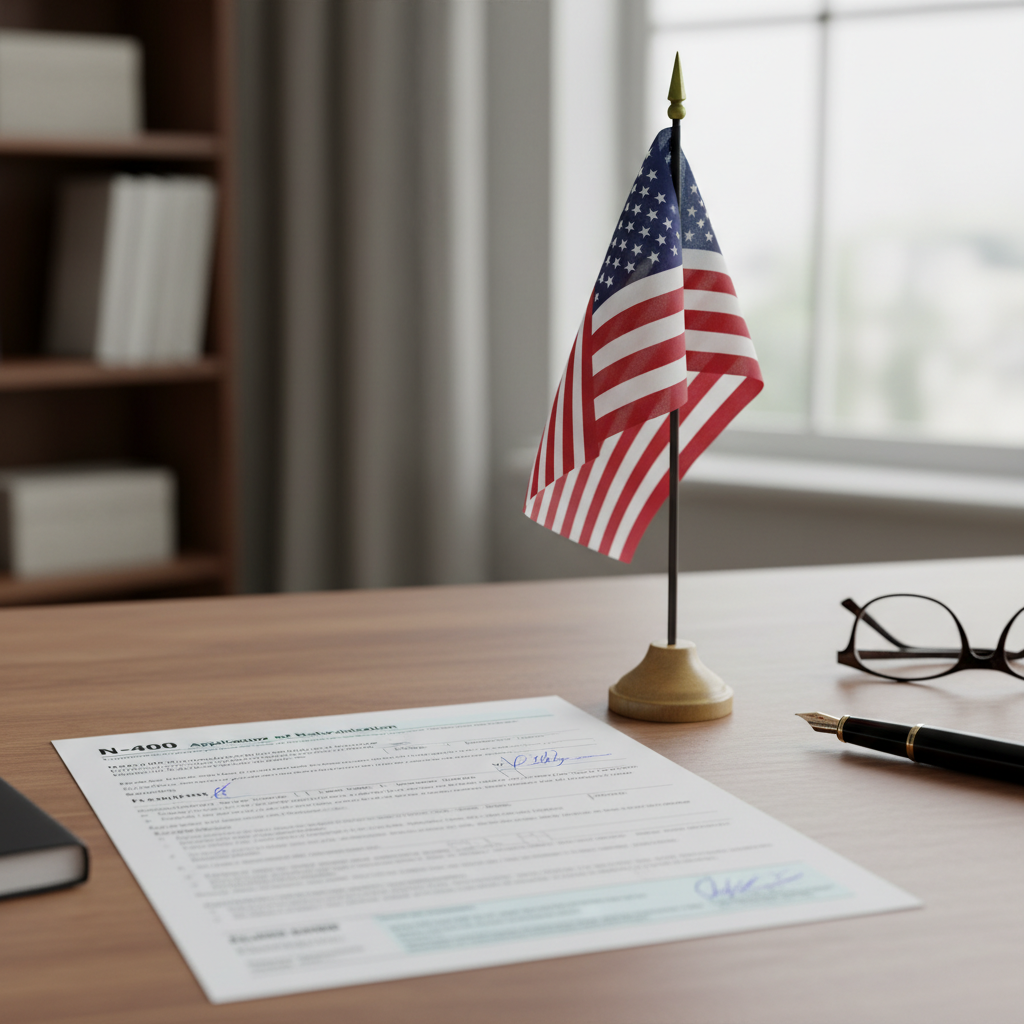 N-400 naturalization application American flag Houston Texas citizenship