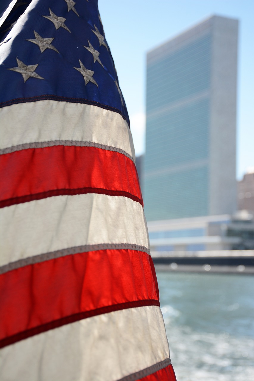 UN Building with American Flag