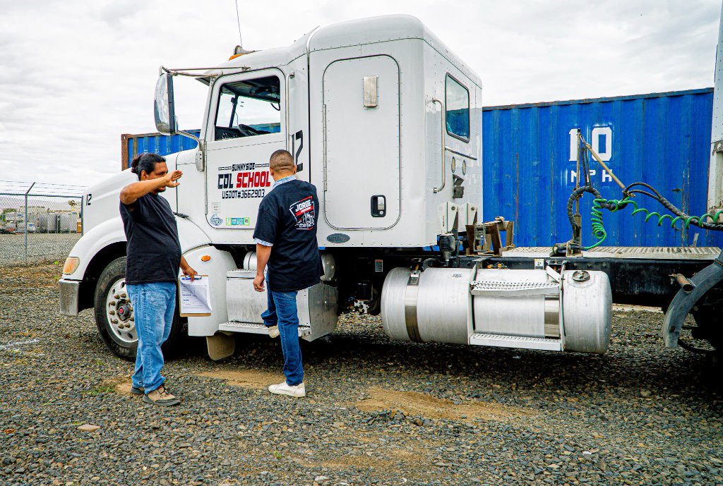 CDL student training on professional equipment at Sunnyside CDL School