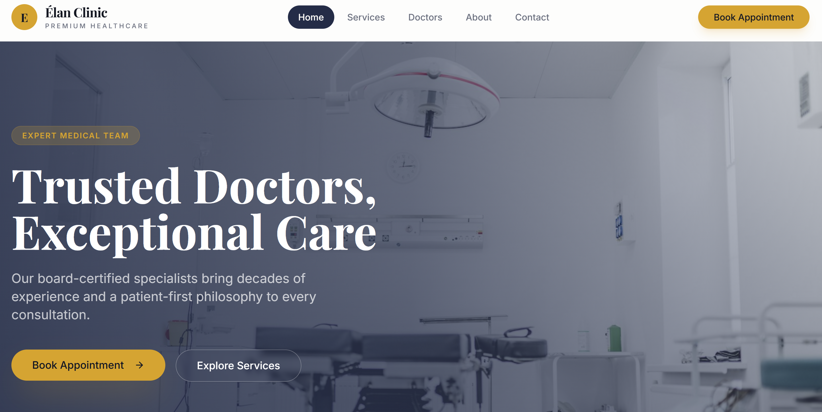 Elysian Health Clinic App template preview