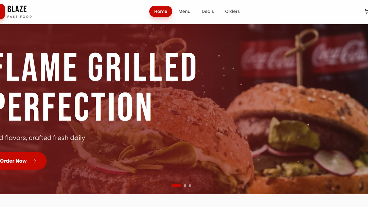 Blaze Fast Food Restaurant App template preview