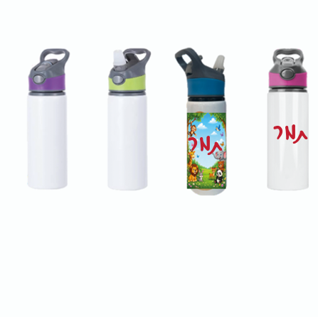בקבוק אלומיניום עם מכסה צבעוני עם תמונה או שם