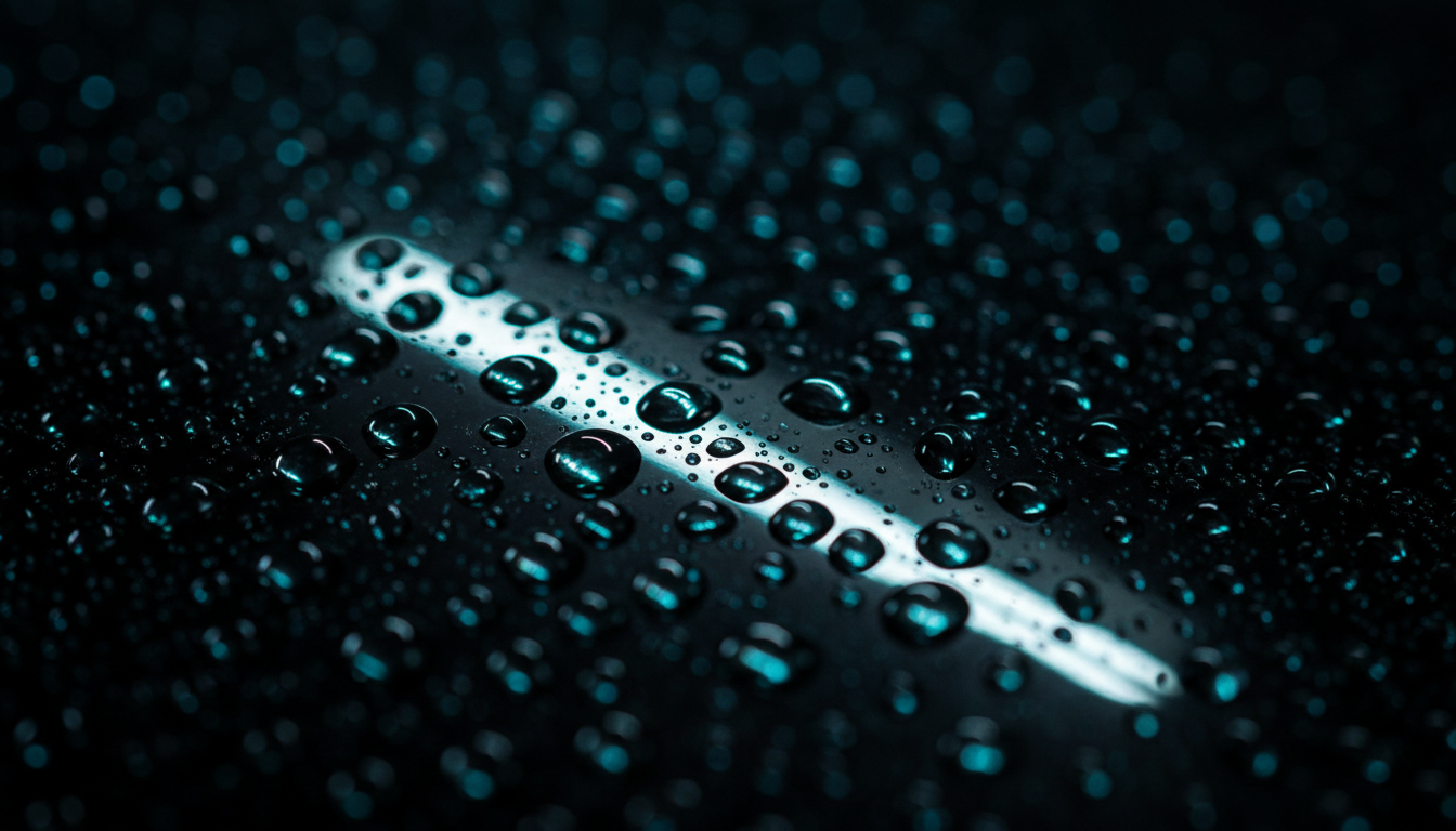 Water beading on freshly detailed car surface