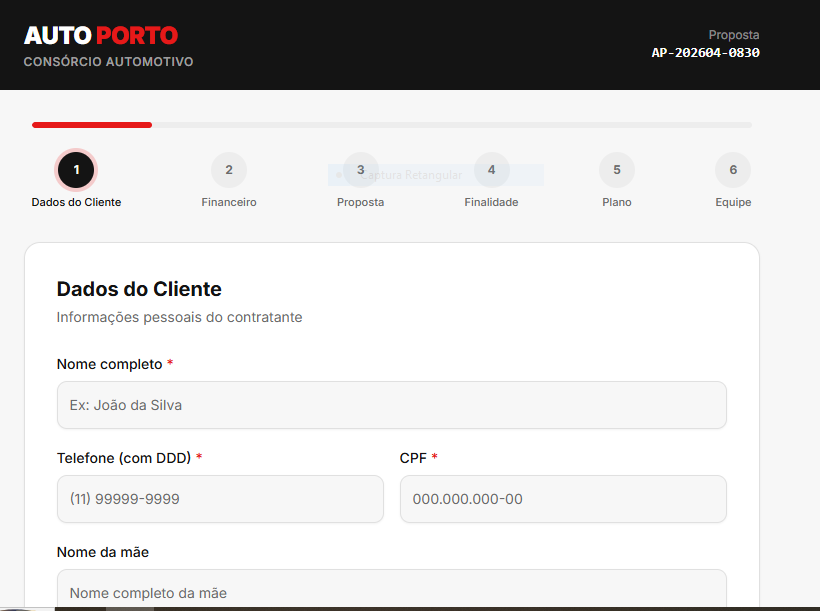 Formulário Auto Porto template preview