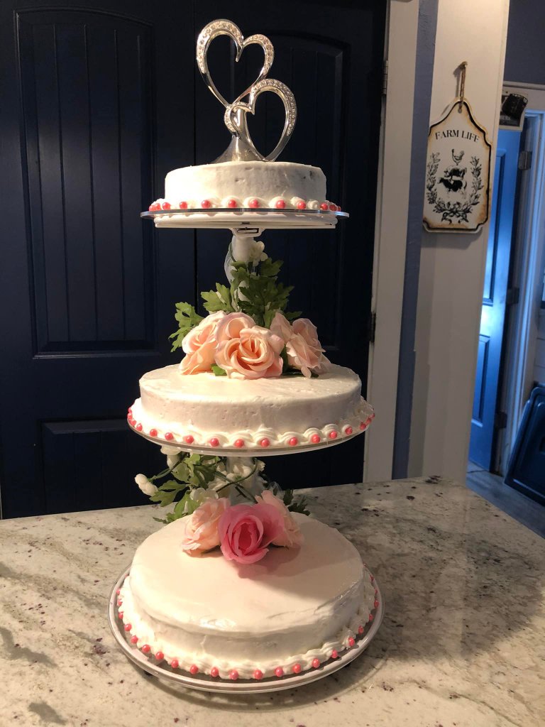 Three-tier wedding cake