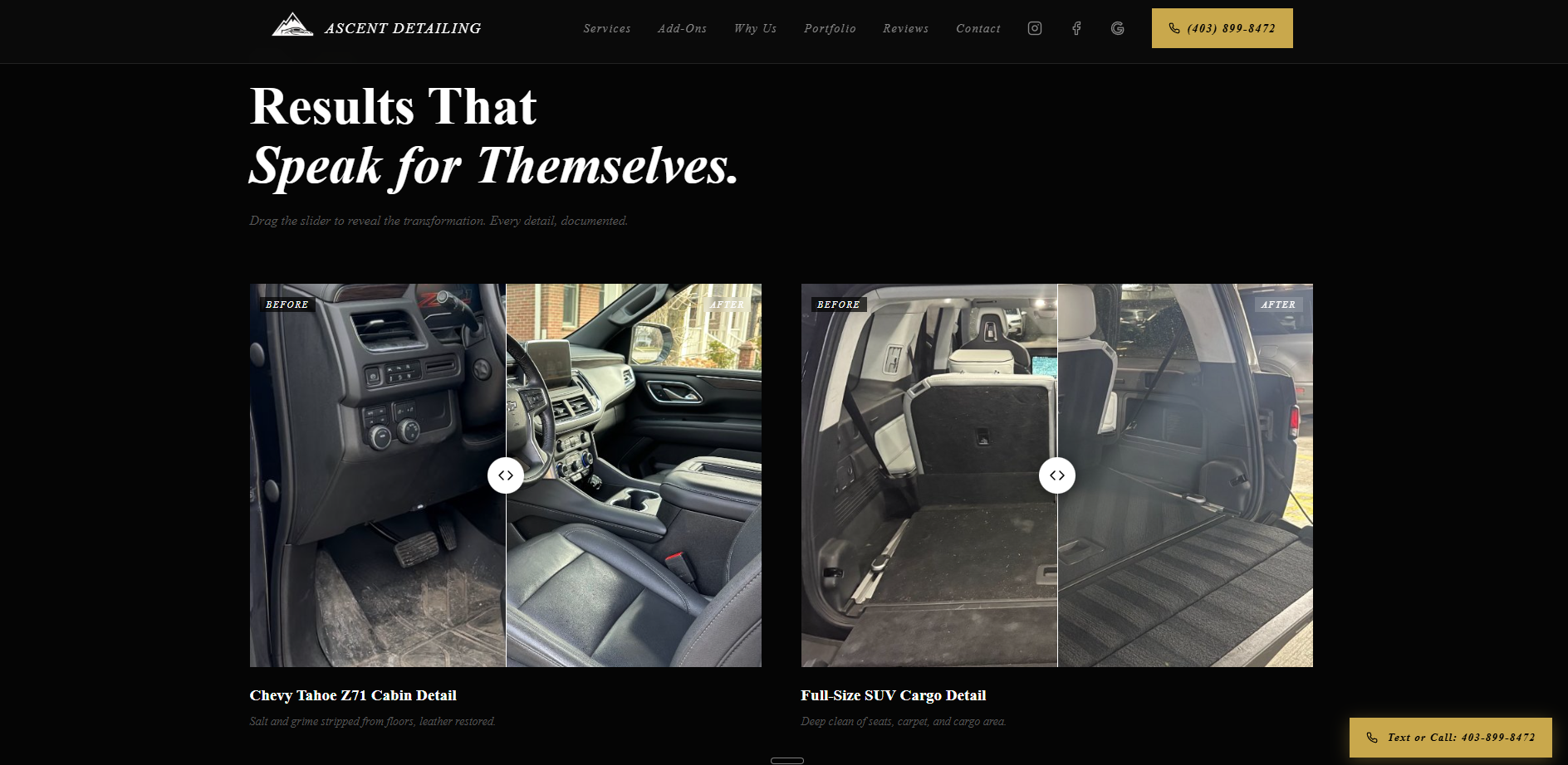 Ascent Detailing desktop website