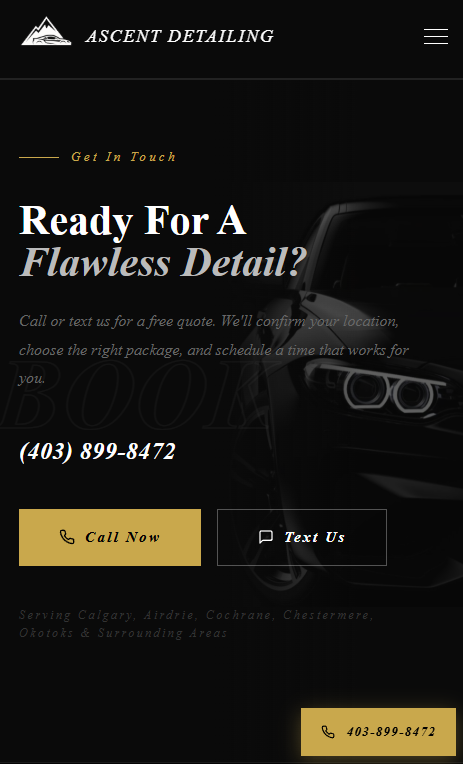 Ascent Detailing mobile website