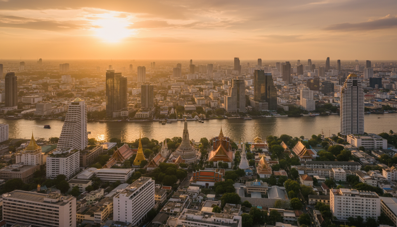 Bangkok skyline at golden hour