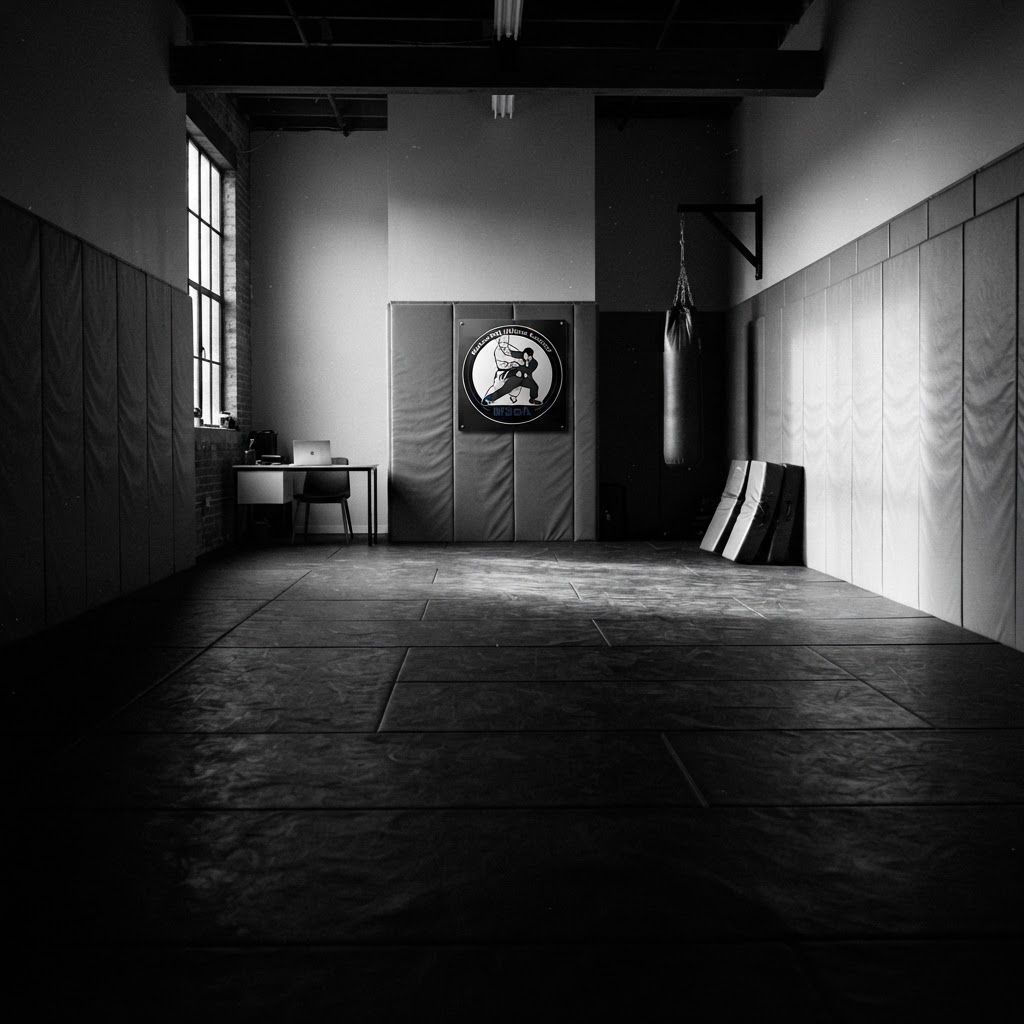 Self-defense training in a minimalist studio