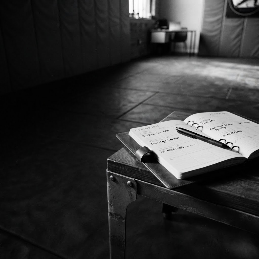 Calendar on a bench in a training studio