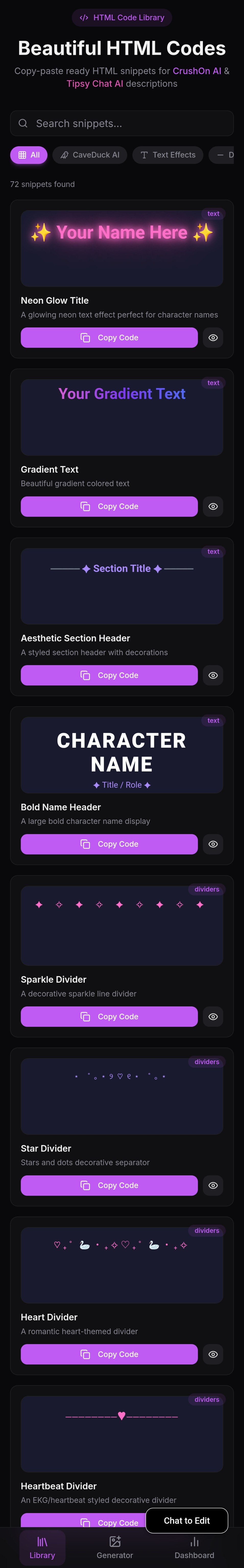 Neonscript template preview