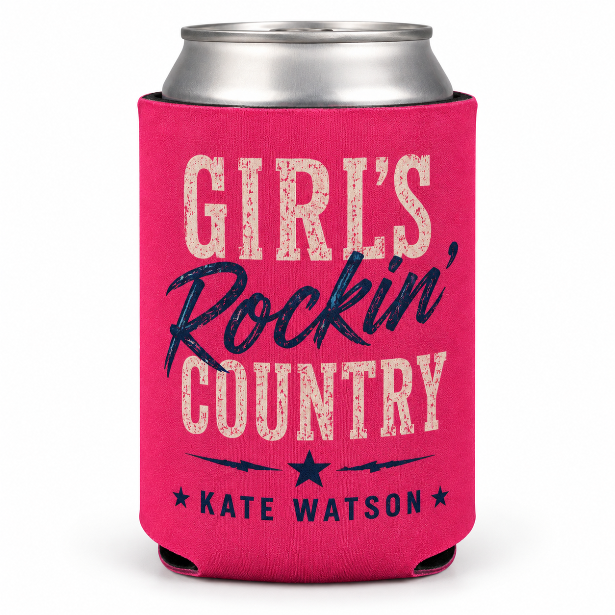 "Girl's Rockin' Country" Pink Can Cooler