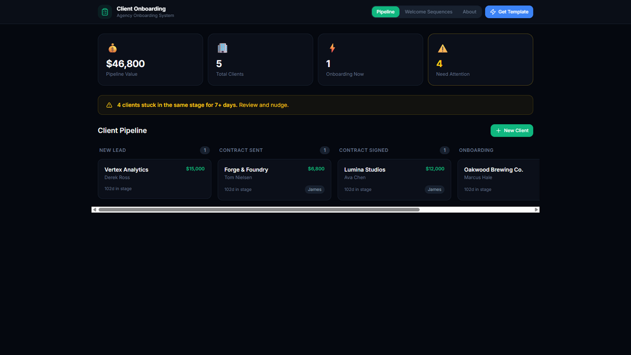 Client Onboarding System template preview