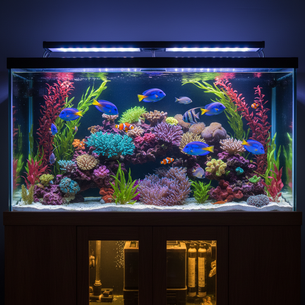 Tropical aquarium with colorful fish