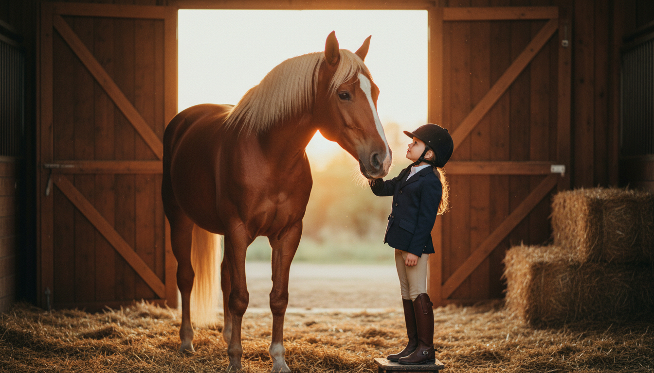 Horse and child sharing a moment