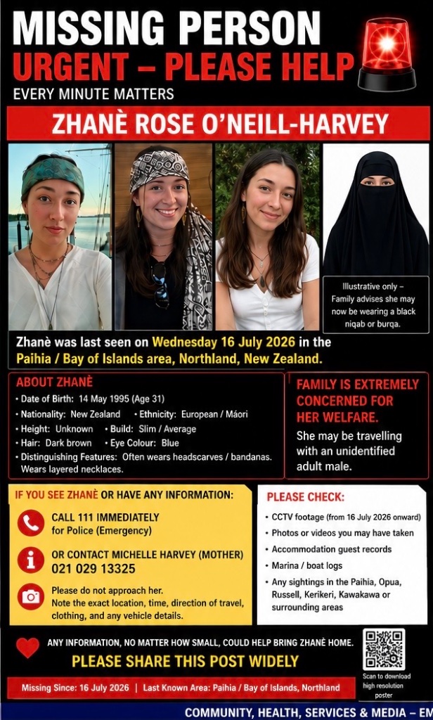 Missing Person Poster - Zhane Rose O'Neill-Harvey