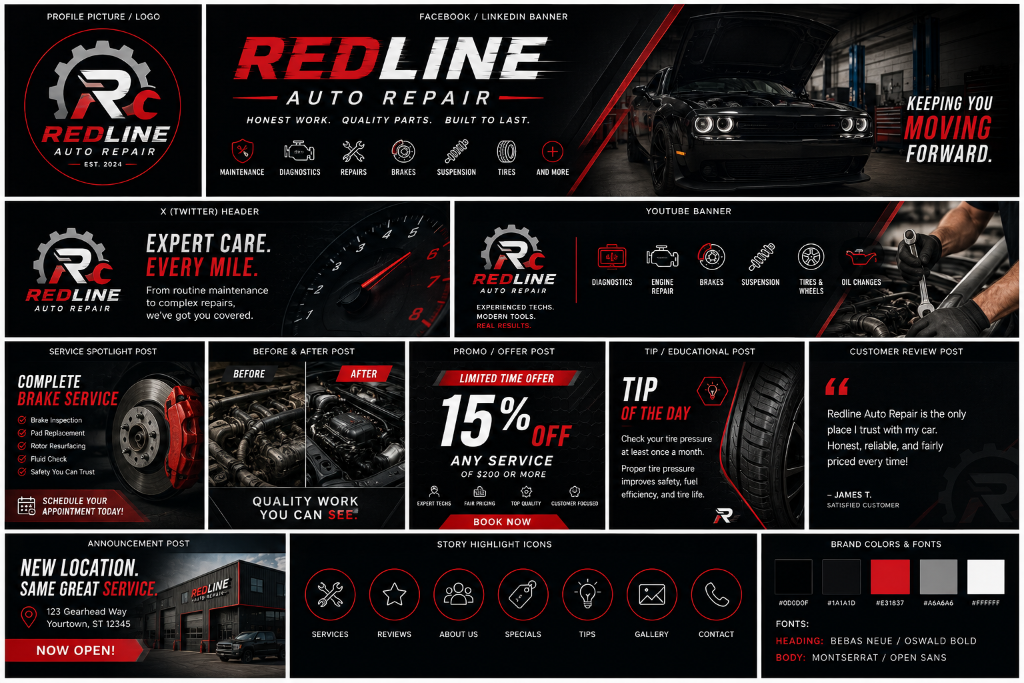 Redline Auto Repair Social Media Pack