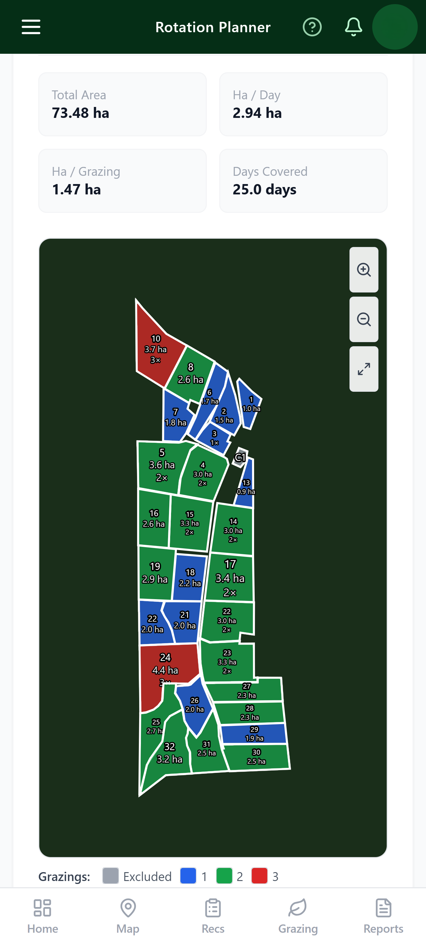 Grazing Plan on PaddockPal mobile