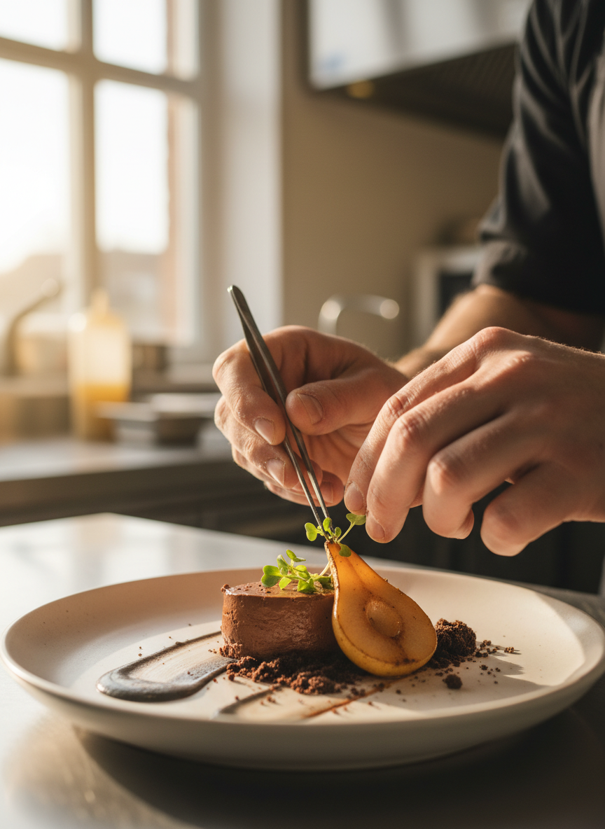Chef plating a dish