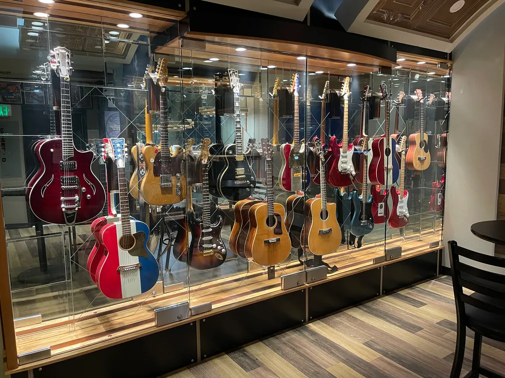 Guitar display at the venue