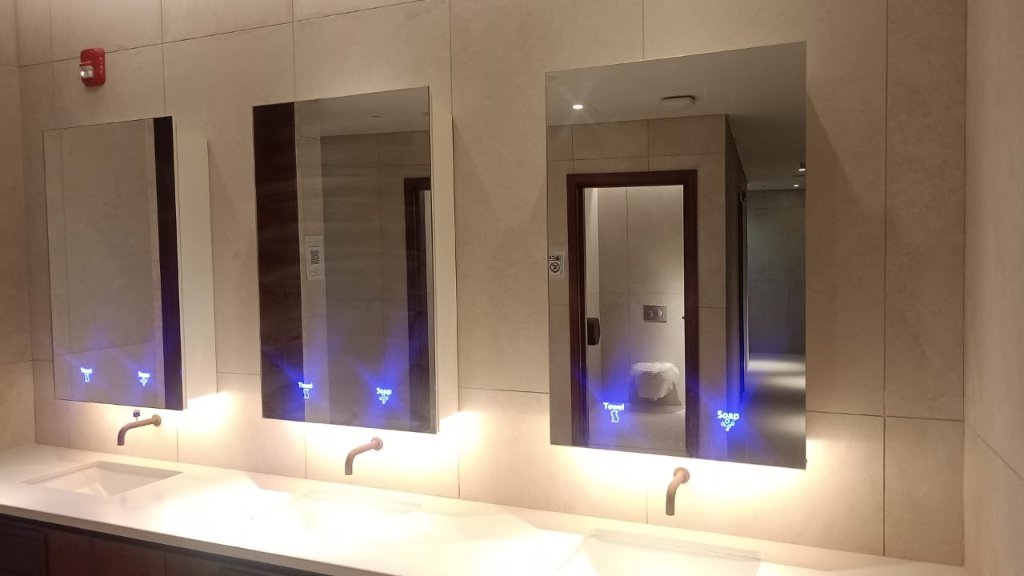 Lumos integrated washroom cabinet installation at Red Sea International Airport