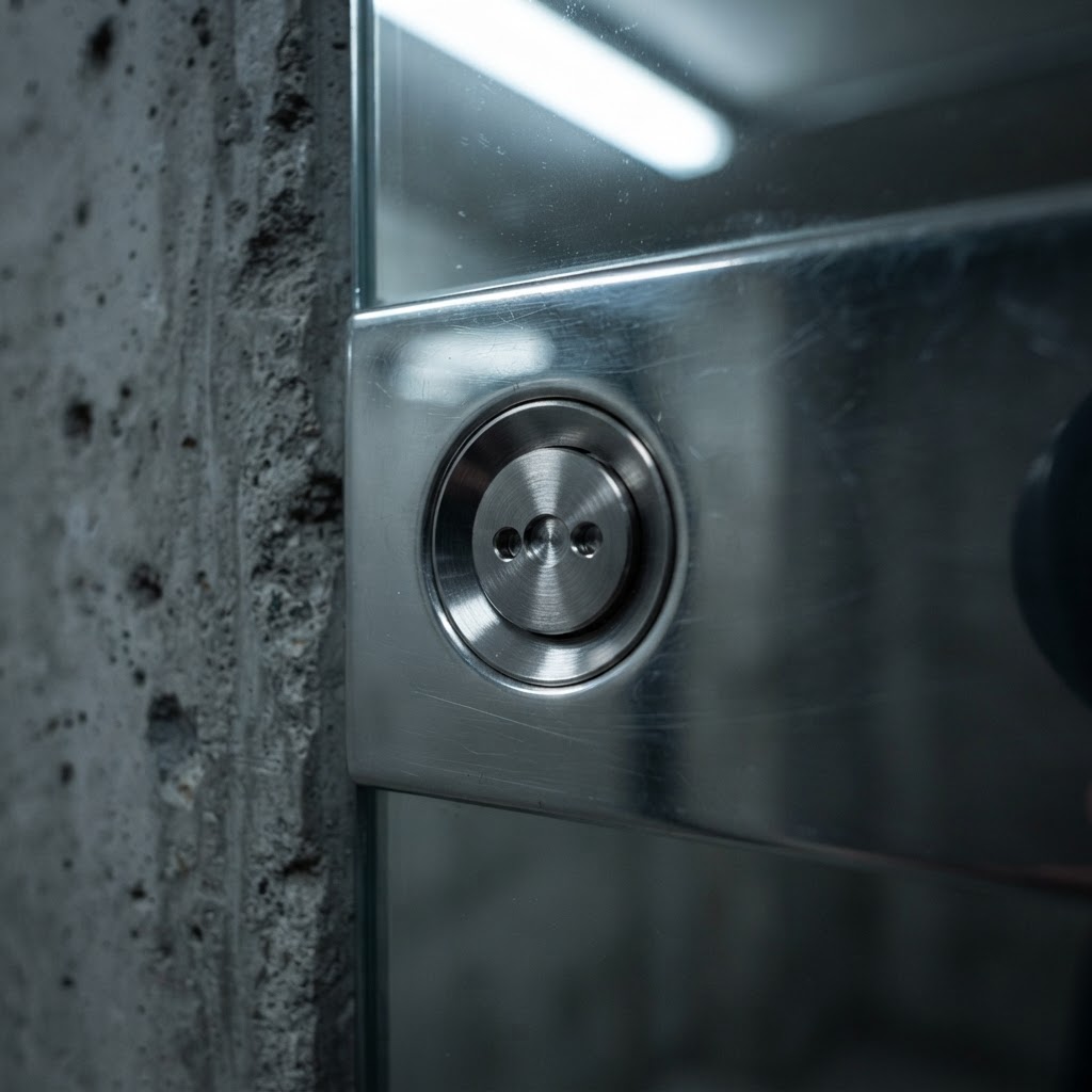 Tamper-resistant one-way security fastener fixing a recessed aluminium security mirror