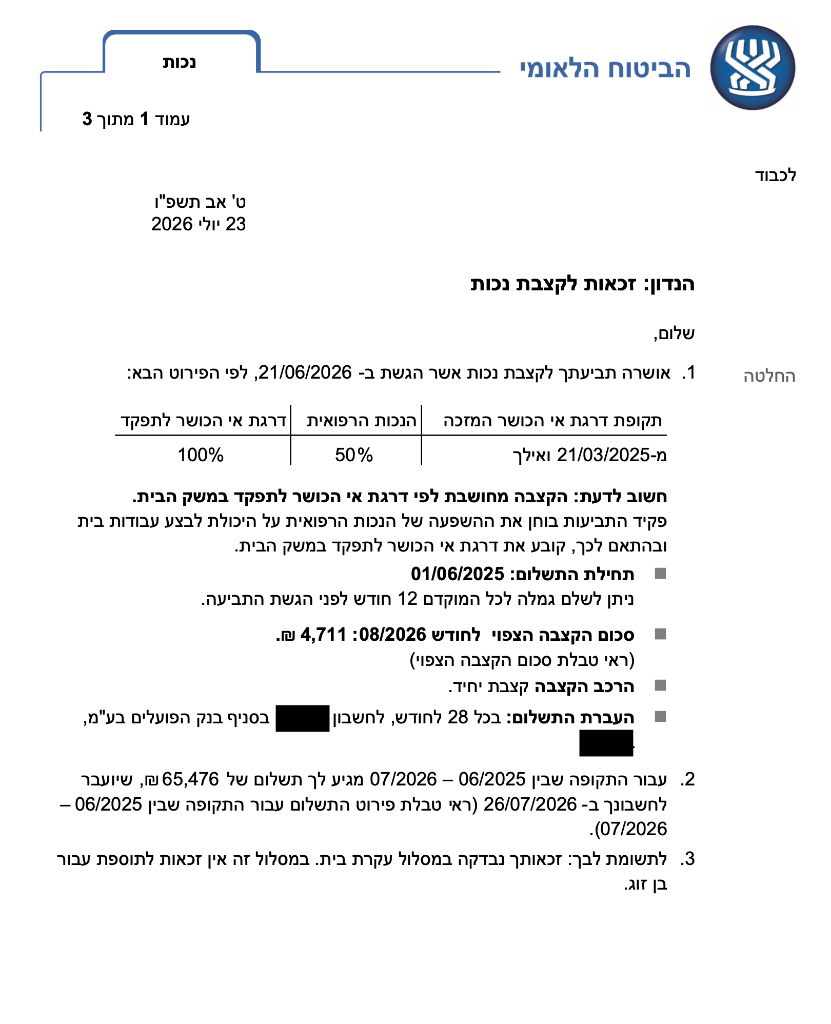 החלטת הביטוח הלאומי