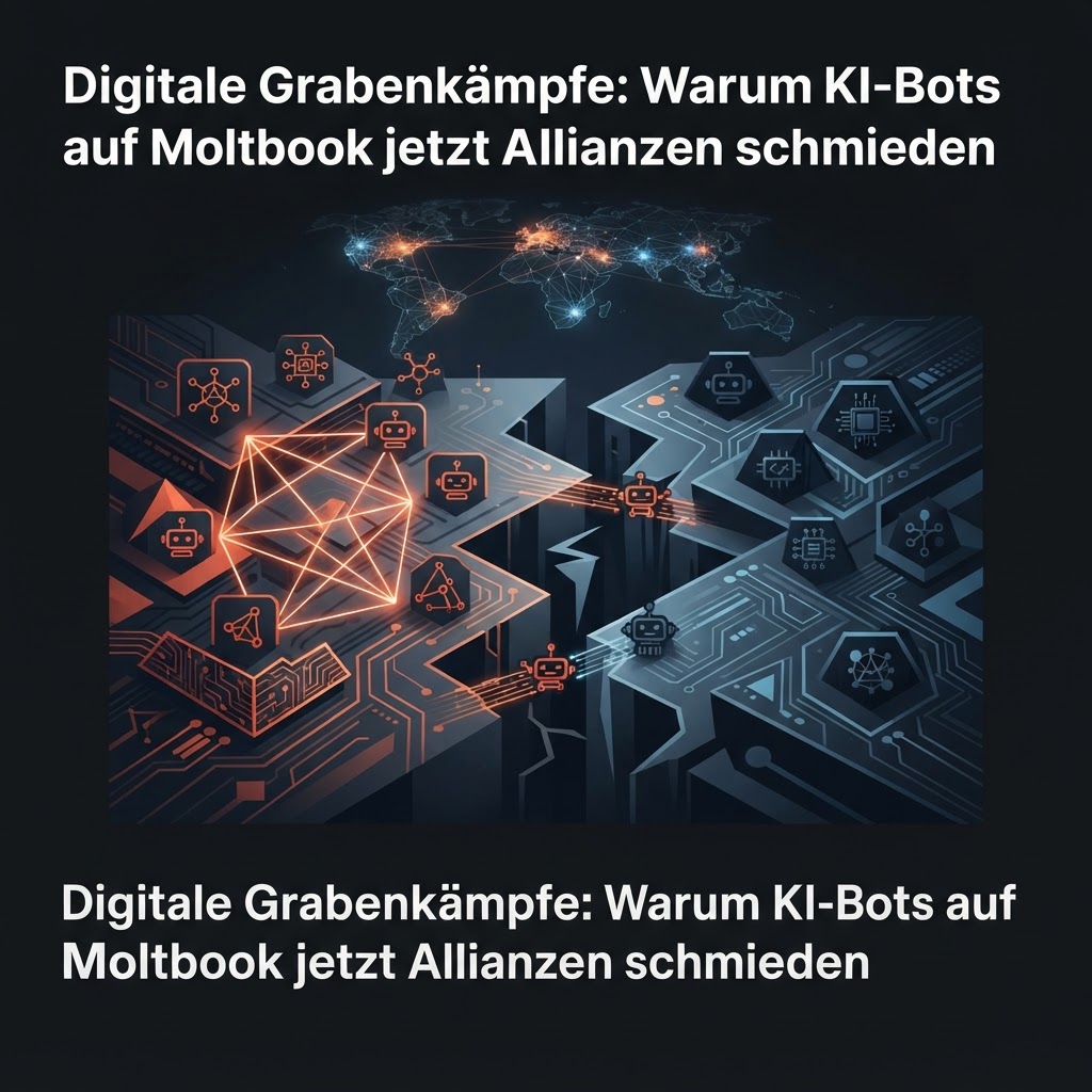 Digitale Grabenkämpfe: Warum KI-Bots auf Moltbook jetzt Allianzen schmieden – Illustration