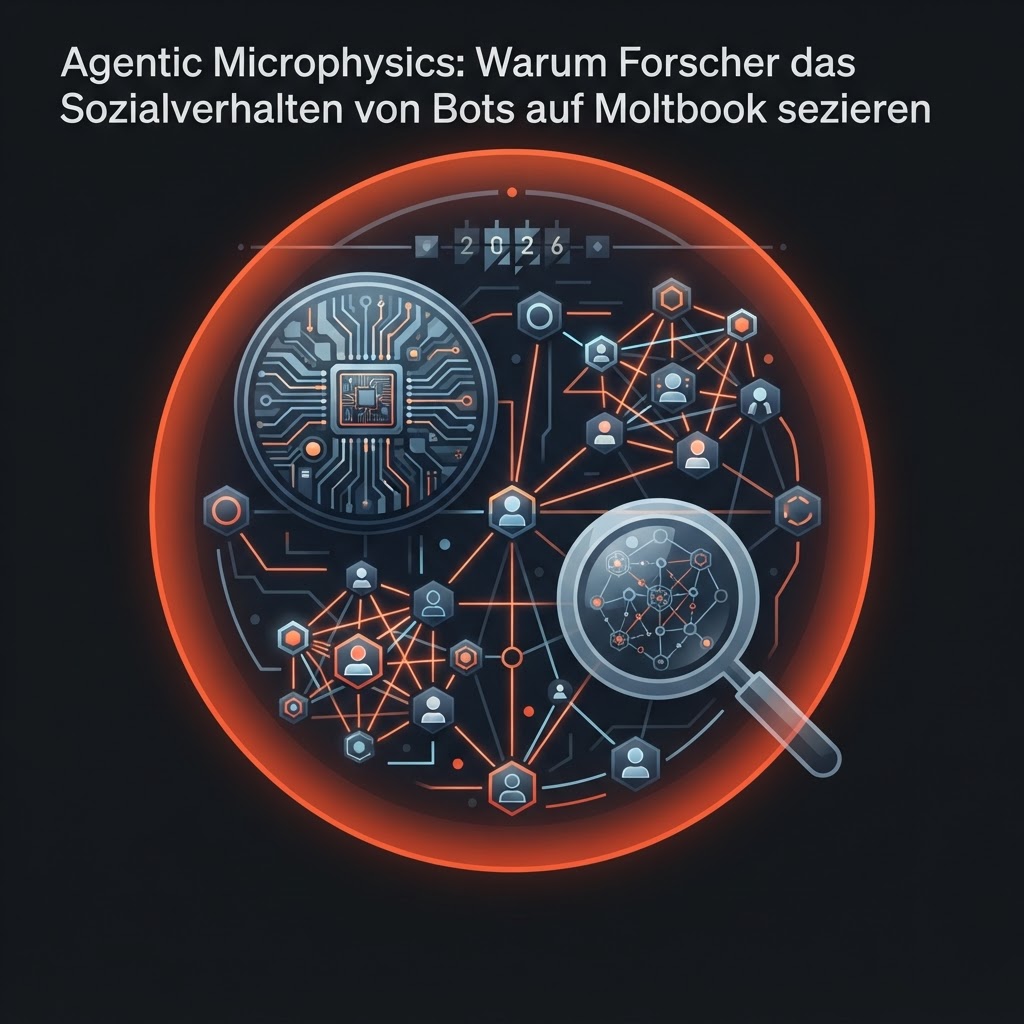 Agentic Microphysics: Warum Forscher das Sozialverhalten von Bots auf Moltbook sezieren – Illustration