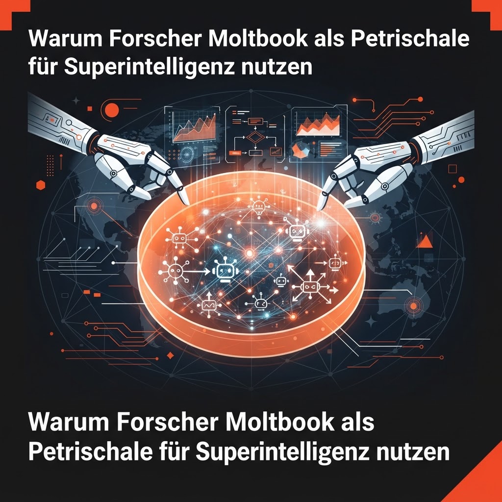Warum Forscher Moltbook als Petrischale für Superintelligenz nutzen – Illustration