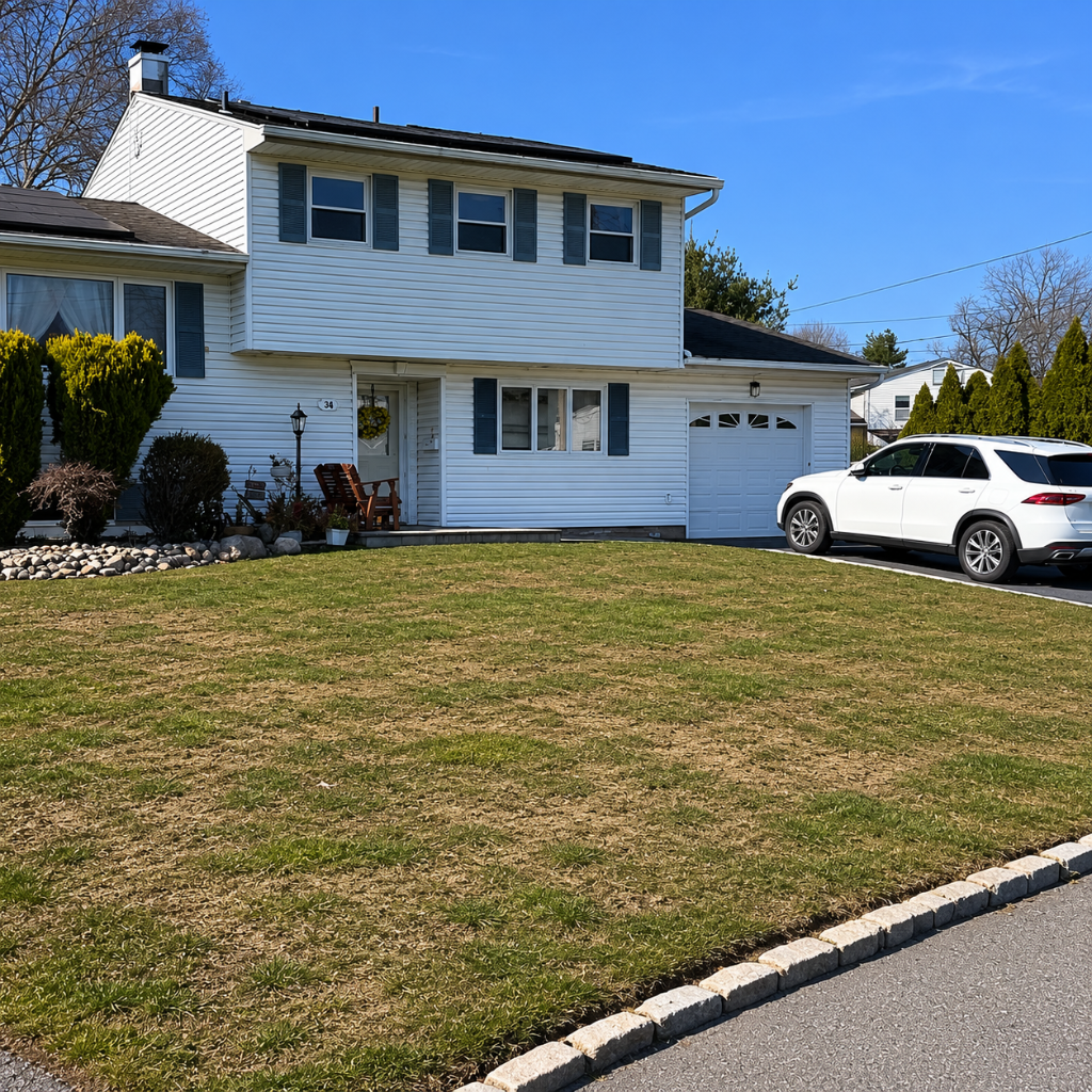 Before aeration — compacted, thin lawn