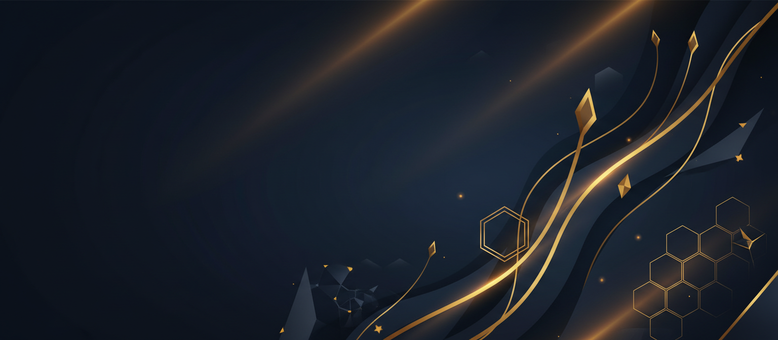 Abstract golden light on navy background