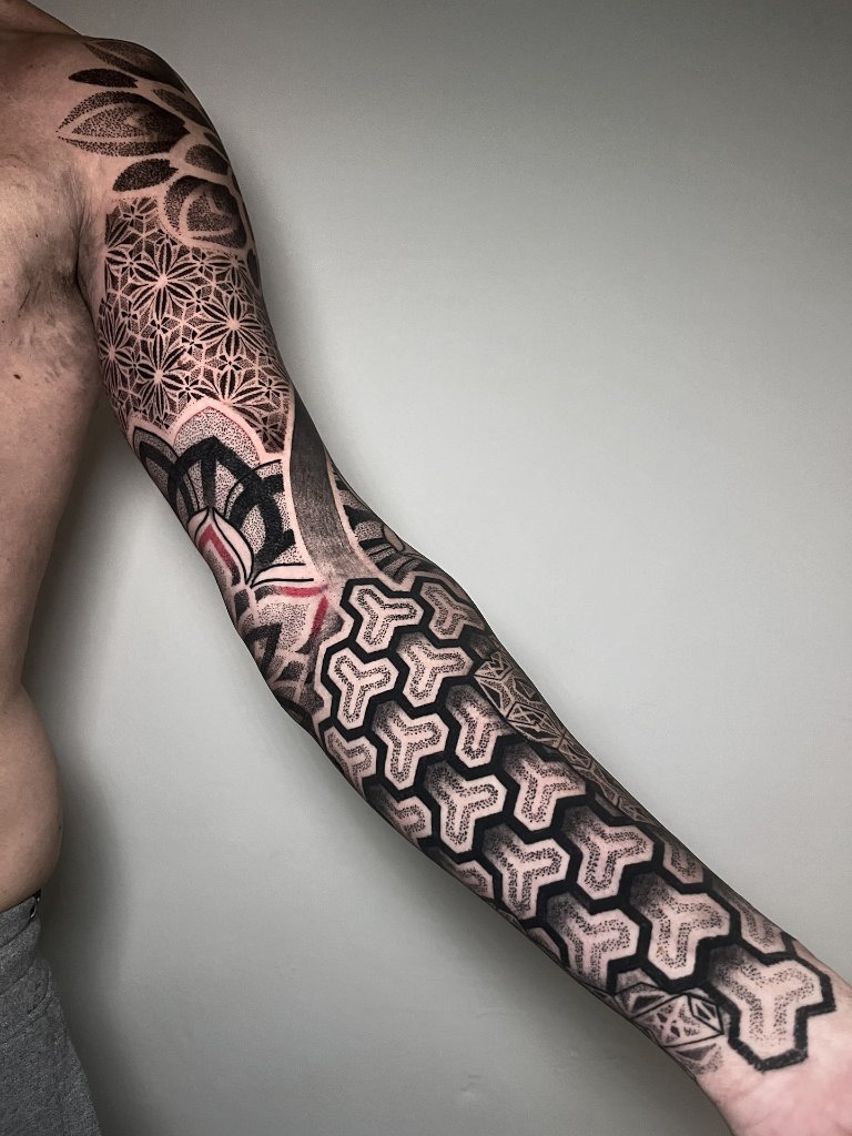Manga geométrica con panal