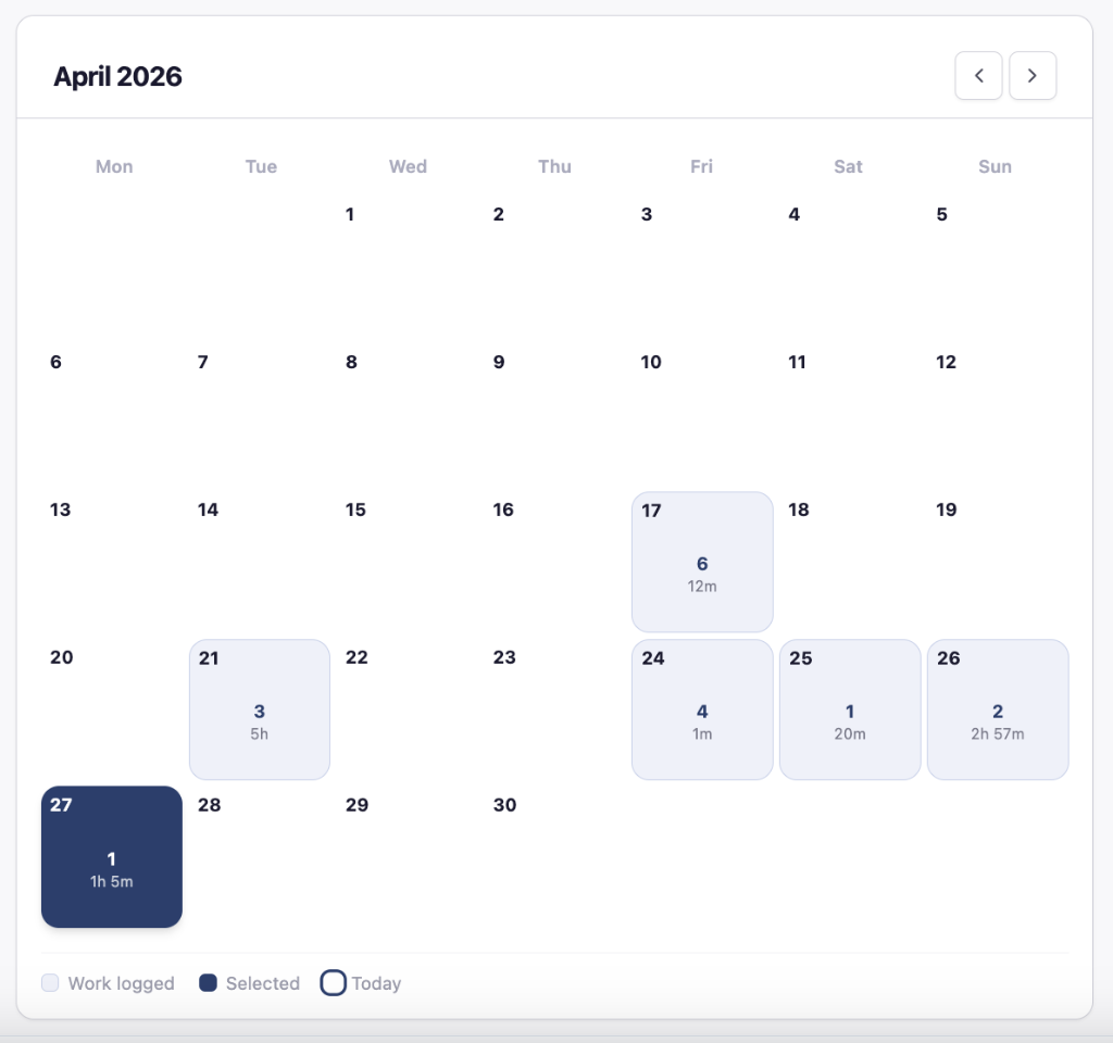 Capture Core Calendar view
