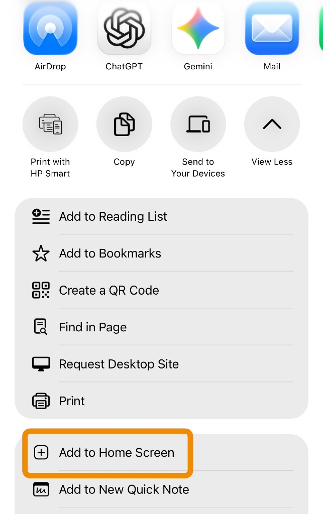 Chrome add to home screen step 2