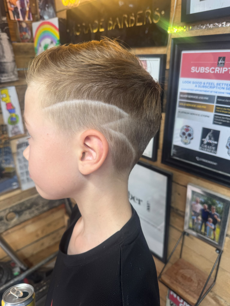 Kids Taper Fade with Lightning Design