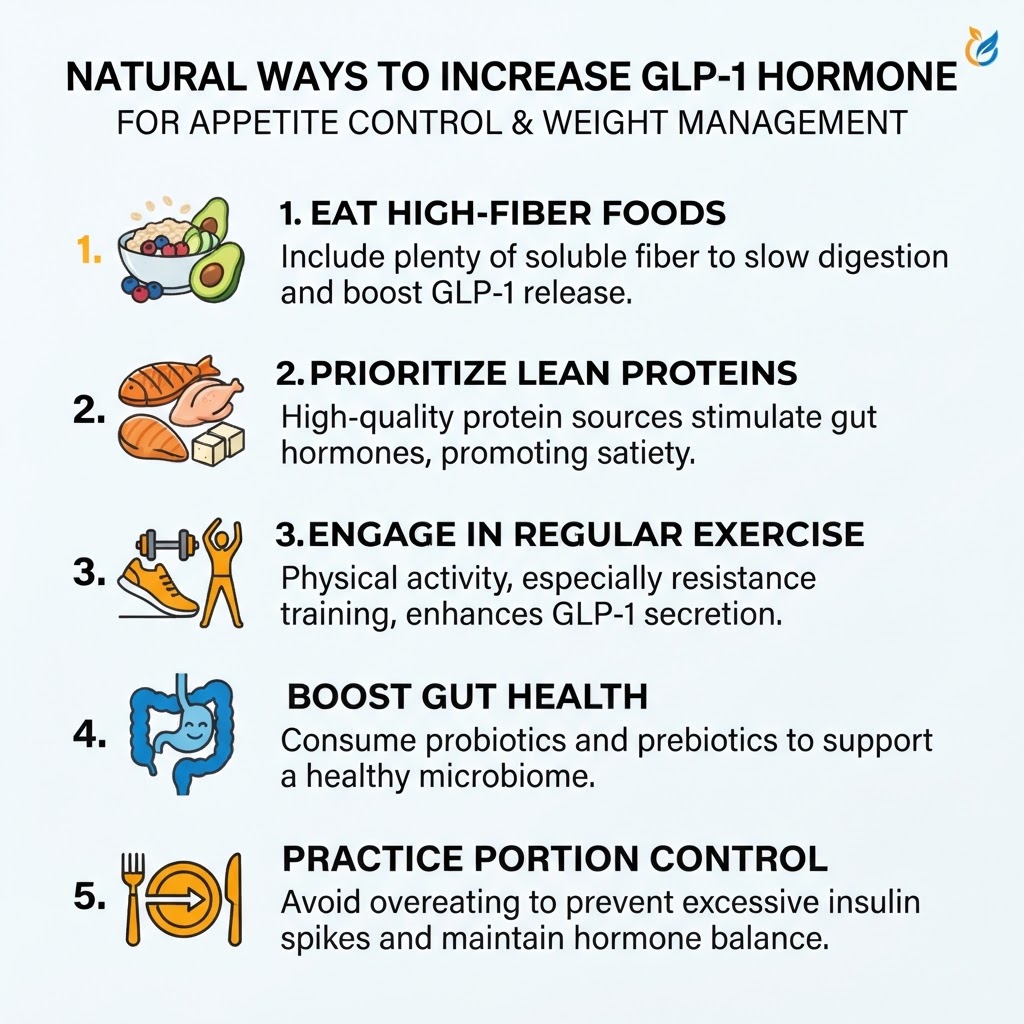 Infographic: natural ways to increase glp-1 hormone for appetite control