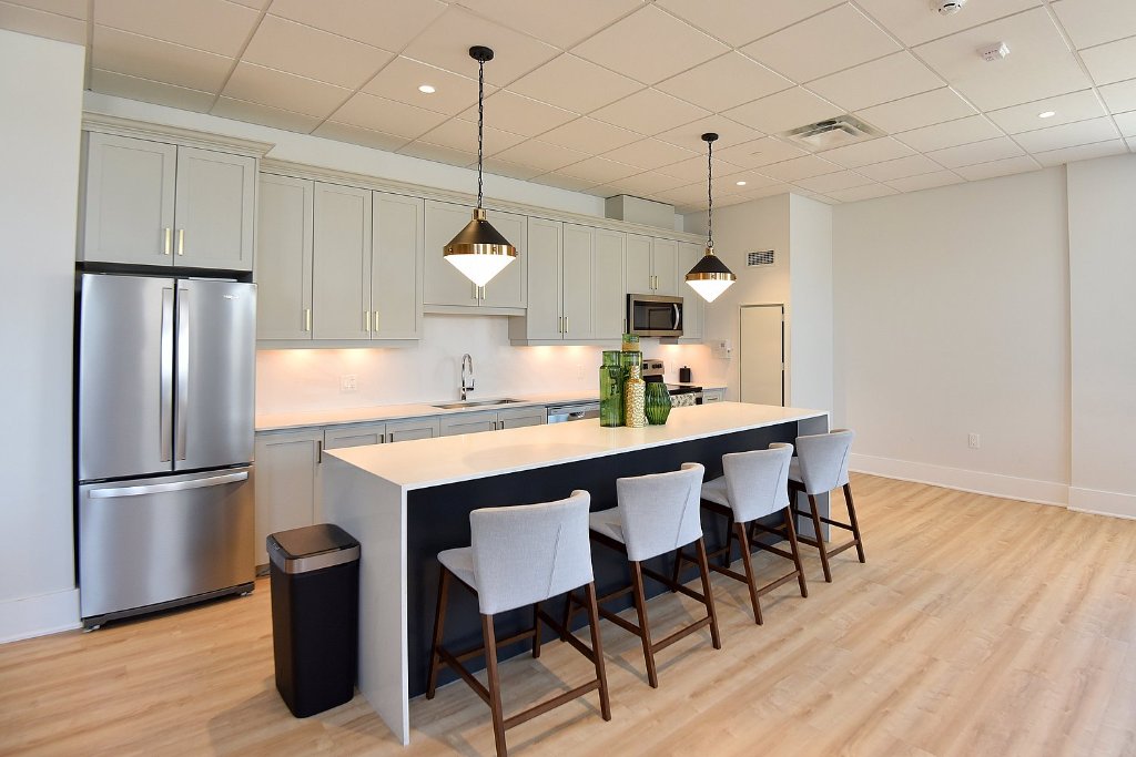 Party room kitchen with island