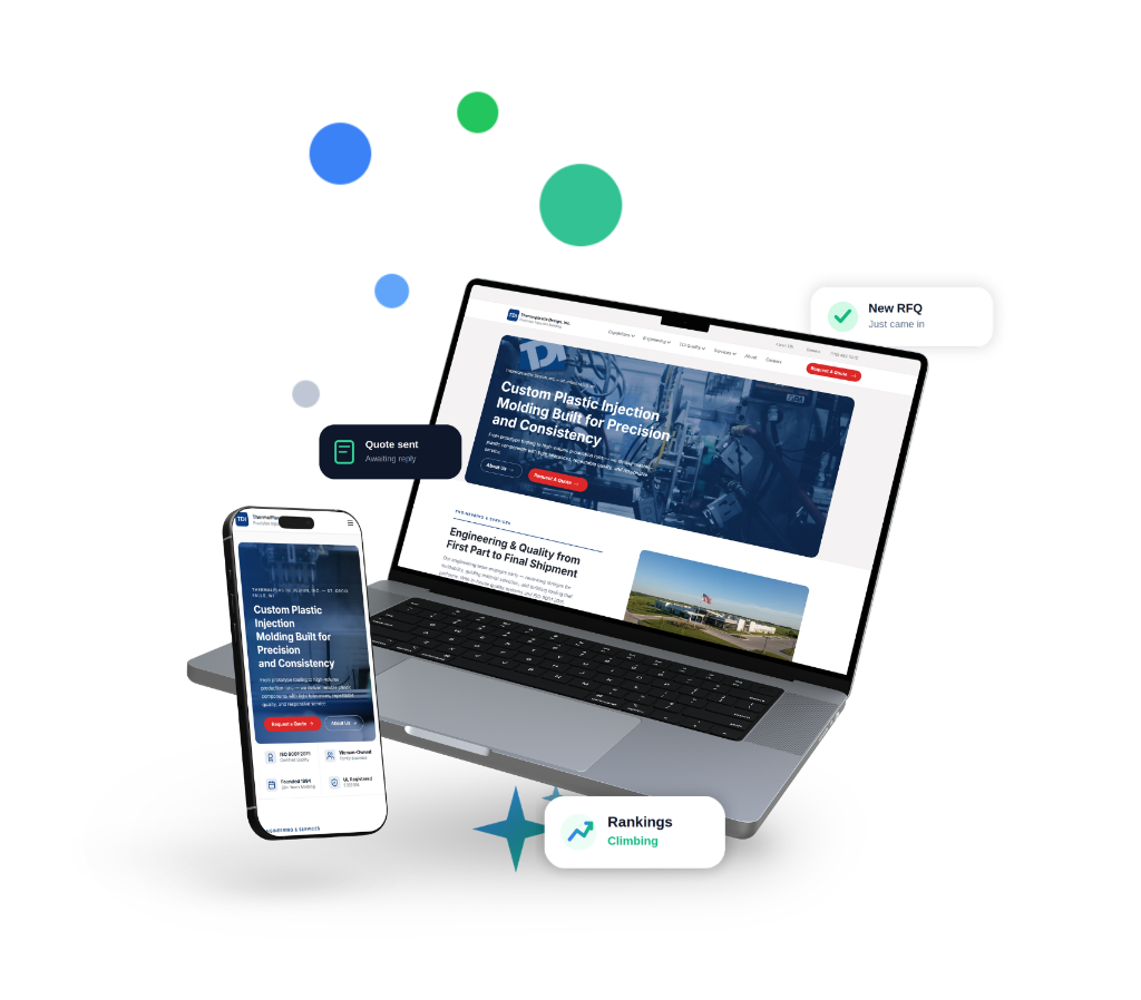 Manufacturing website design by Jade Web Studio