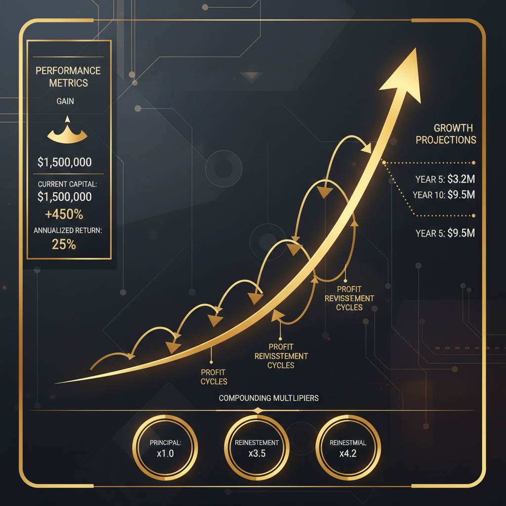 Exponential growth chart showing compounding effect