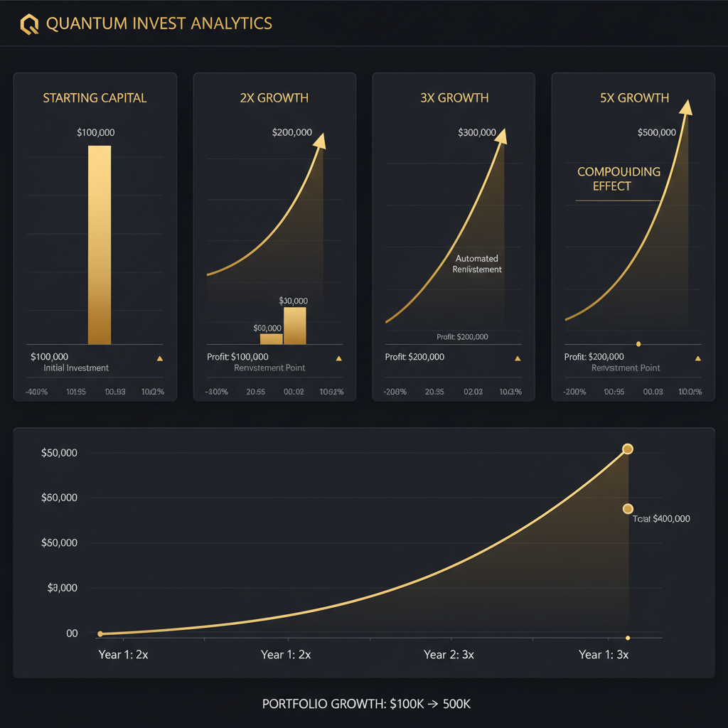 Portfolio growth progression showing compounding multiplier effect